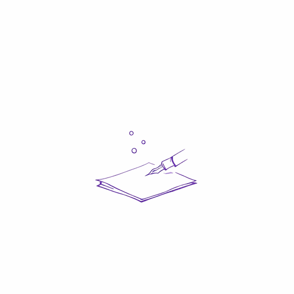 A pen on paper with floating dots above it